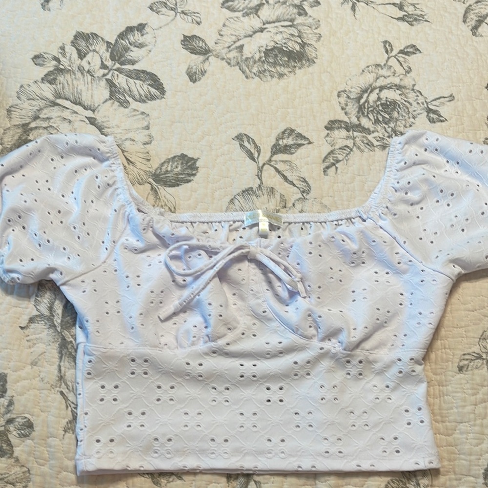 Puffy sleeve shirt white blouse